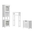 Alaterre Furniture Derby 4-Piece Bathroom Set with Over Toilet Open Storage Shelf, Hamper, Floor Cabinet, and Hutch ANDE73789WH